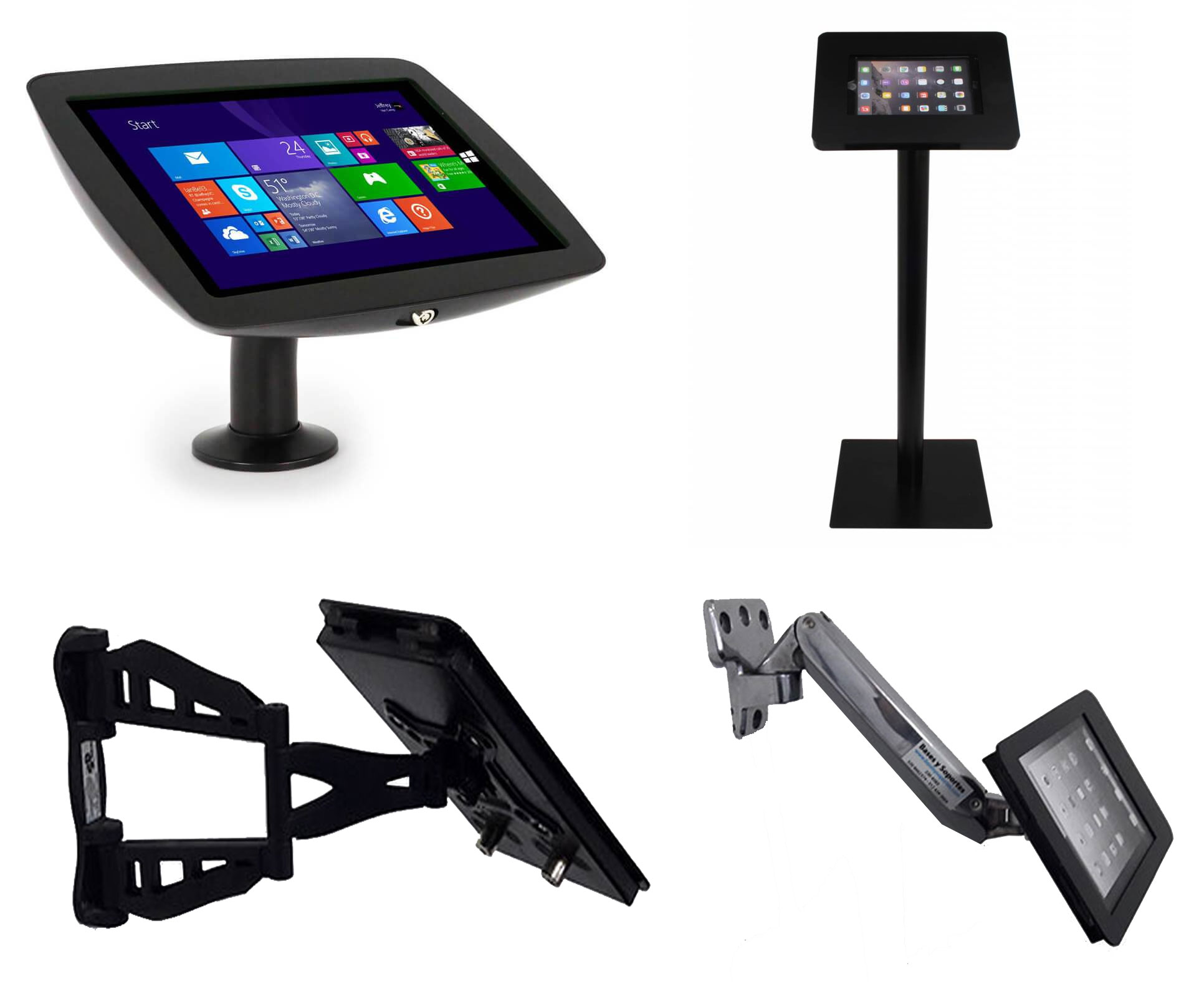 Soporte flexigas de doble brazo para laptop y monitor